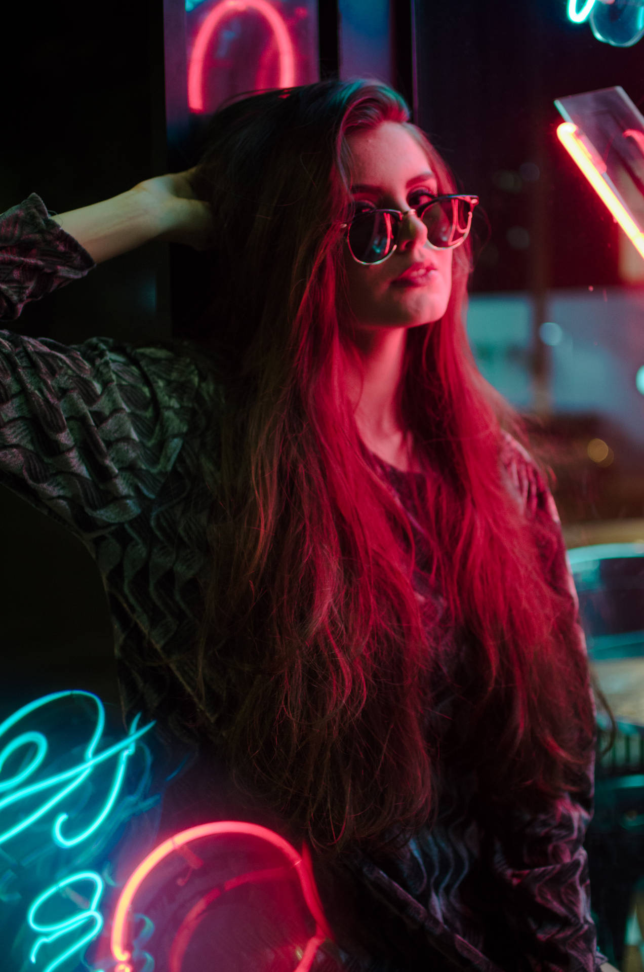 Cool Girl In Neon Room