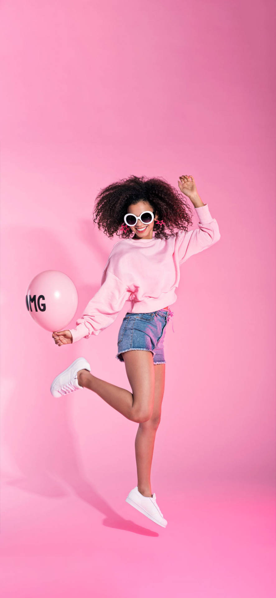 Cool Girl Jumping In Pink