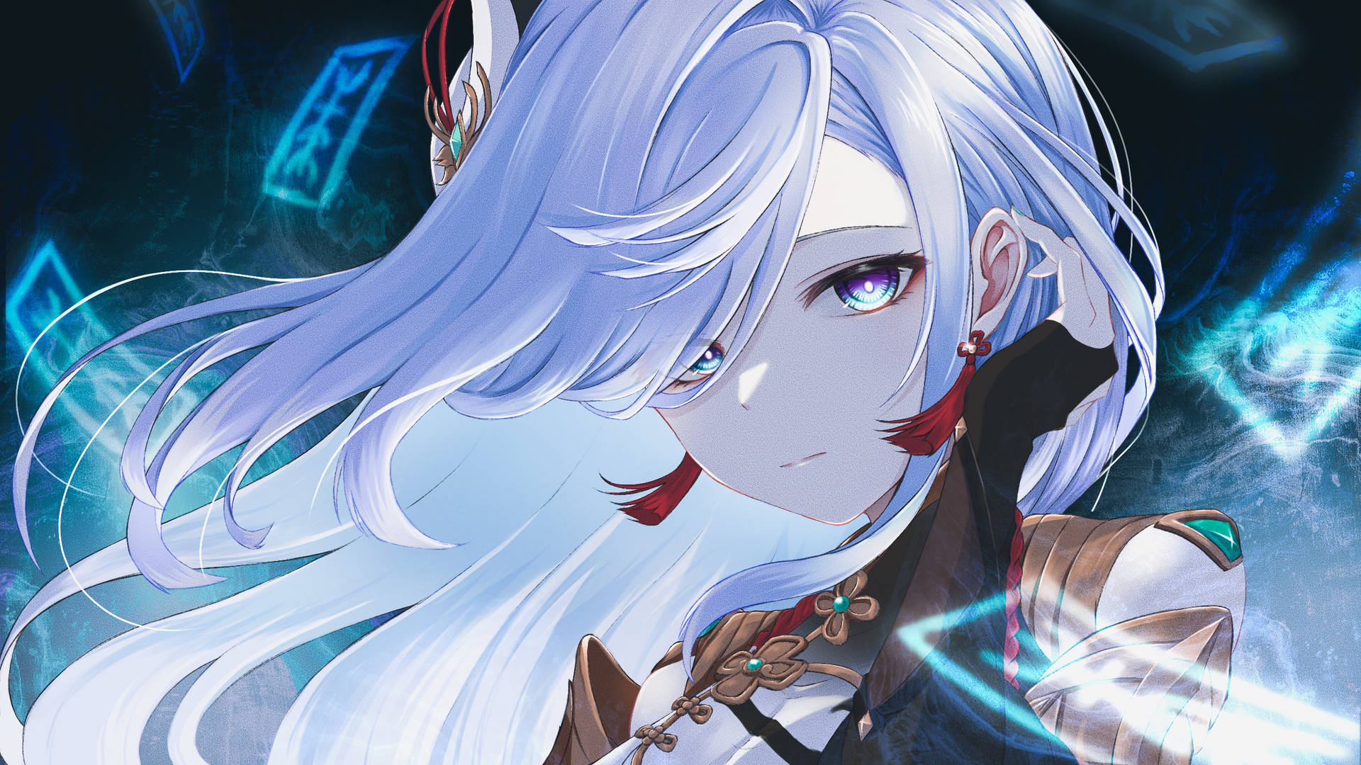 a girl with white hair and blue eyes Wallpaper