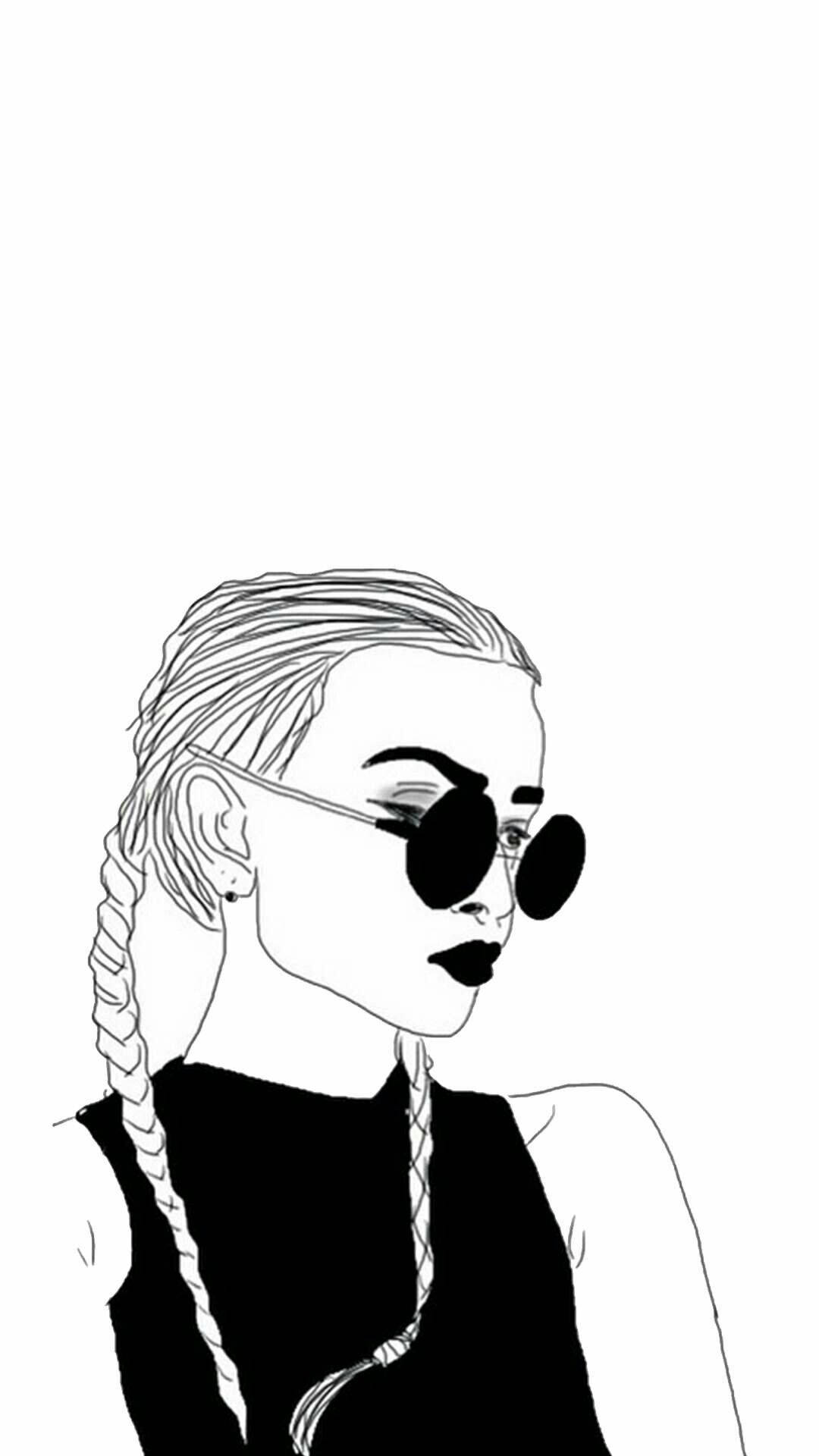 Cool Girl Pigtails Drawing
