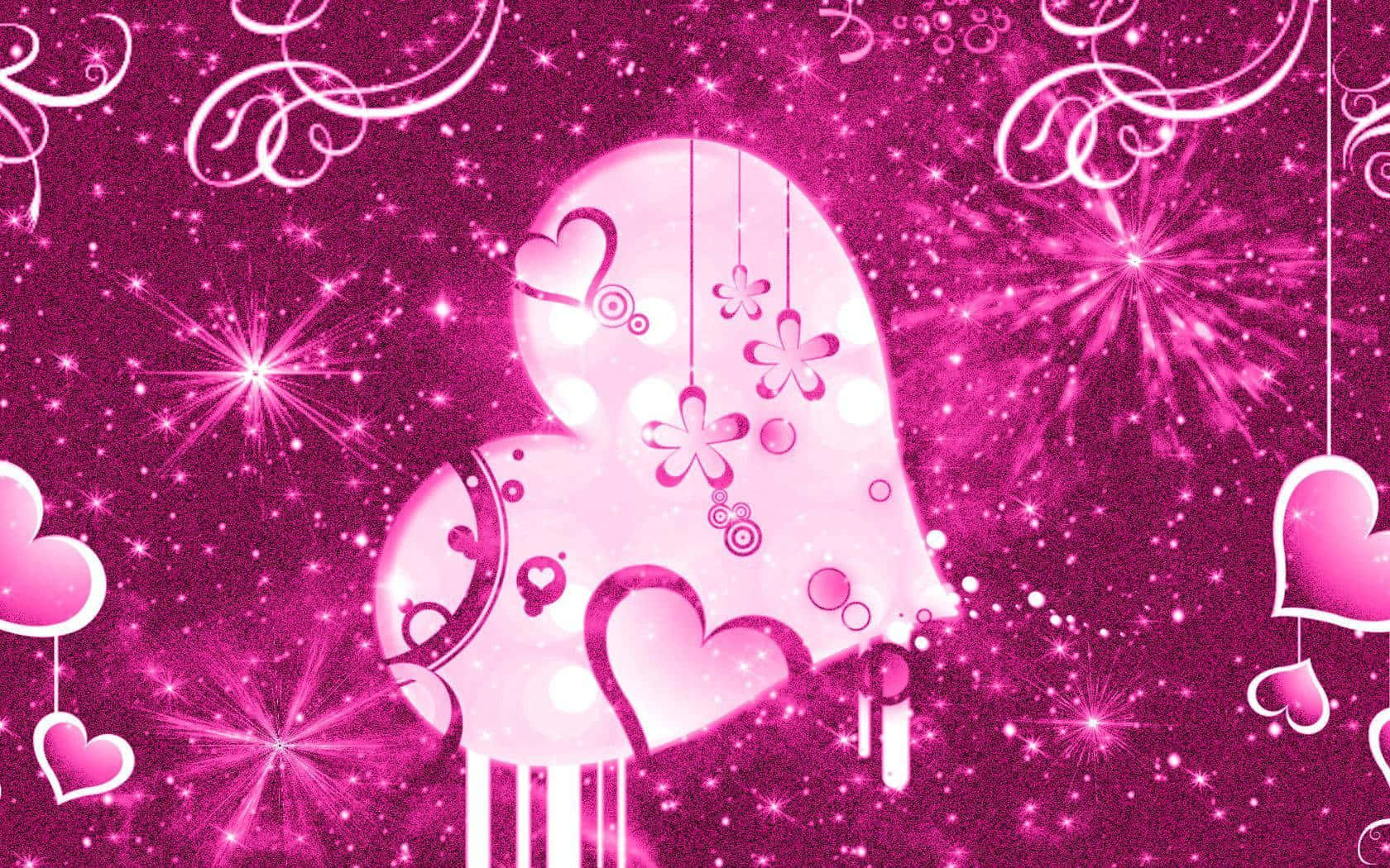 Umfundo Cor-de-rosa Com Corações E Estrelas Papel de Parede
