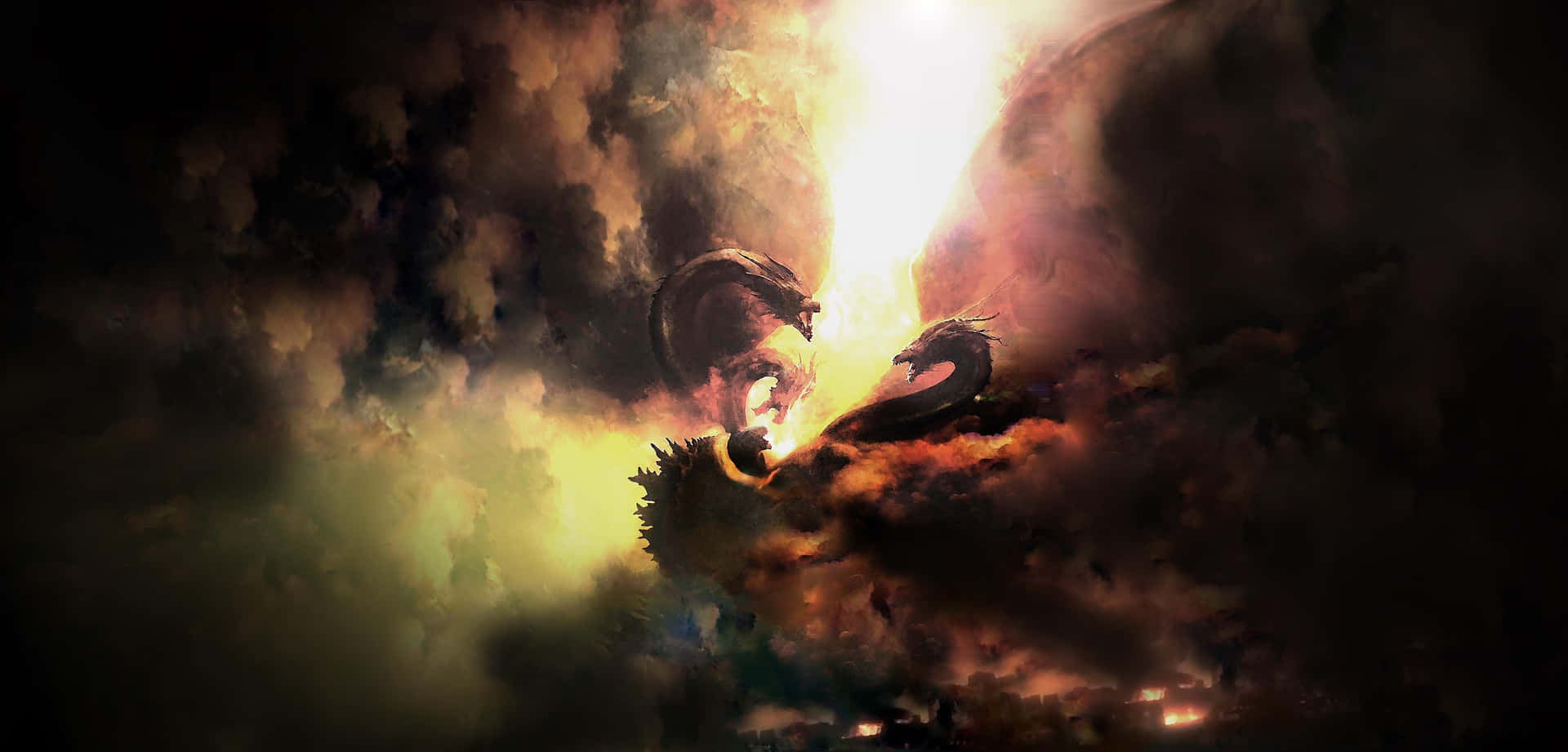 Cool Godzilla Battle In Sky Wallpaper