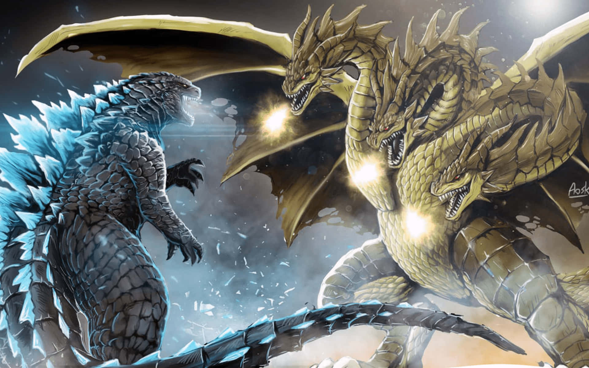 Cool Godzilla Vs Dragon Wallpaper