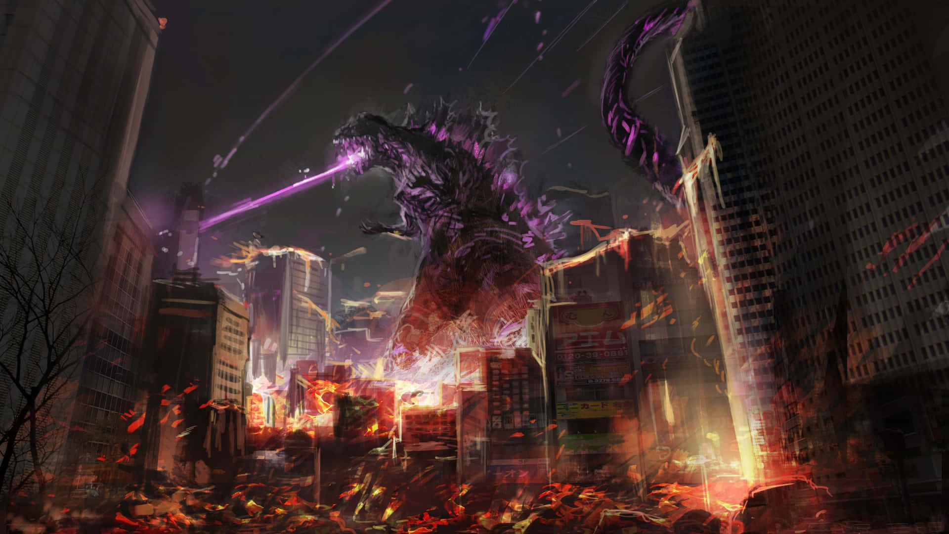 Sjov Godzilla ødelagt By Tapet Wallpaper