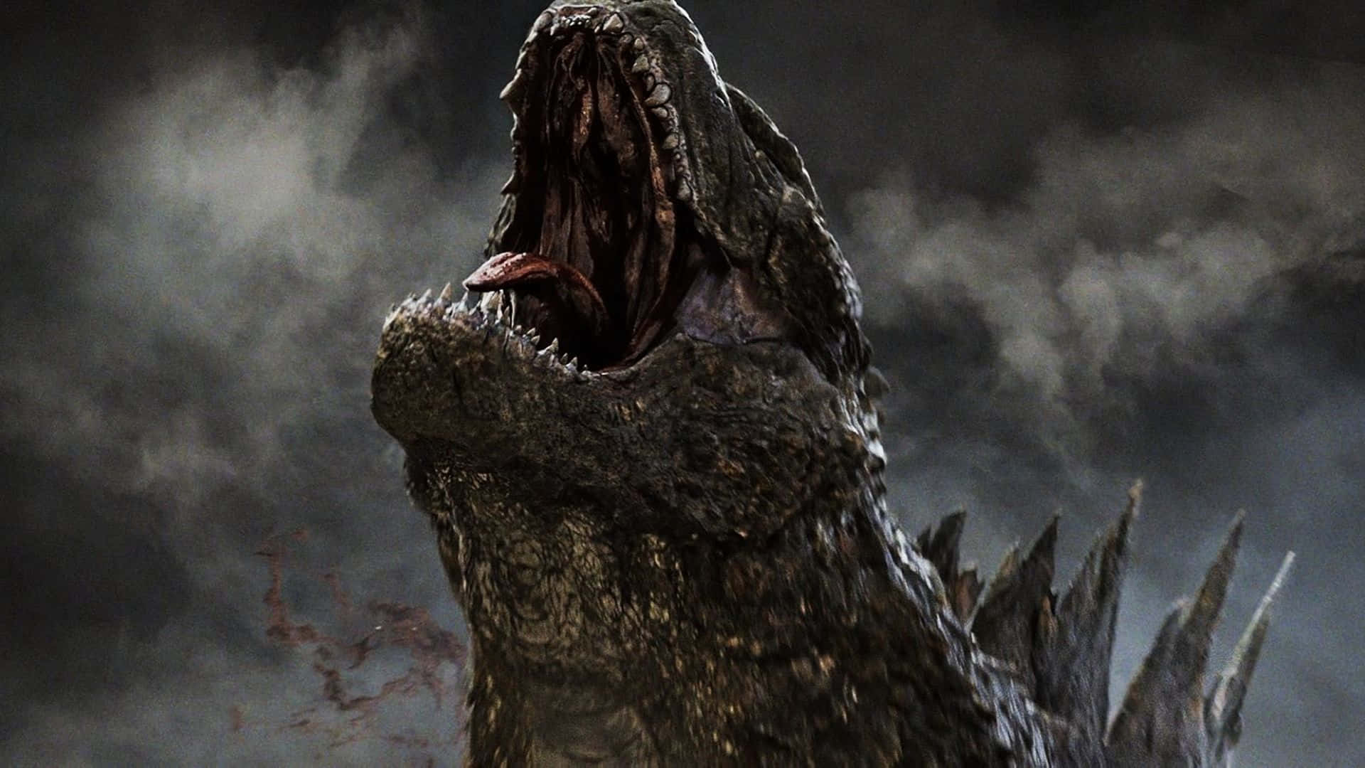 Cool øjneabning Godzilla Mund Wallpaper