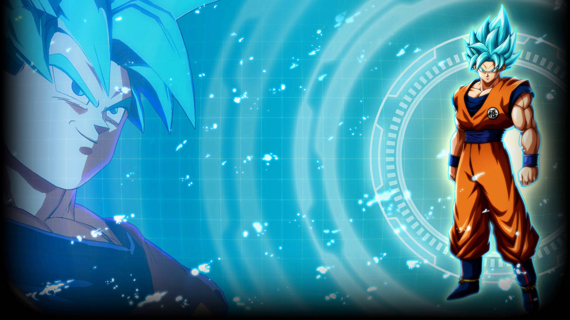 Tuffbakgrund Med Goku I Super Saiyan Blue. Wallpaper