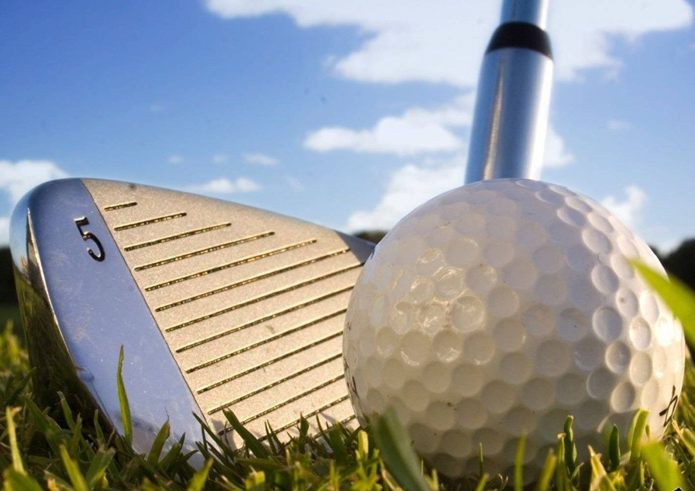Cool Golf Stick And Ball Close Up Shot Wallpaper