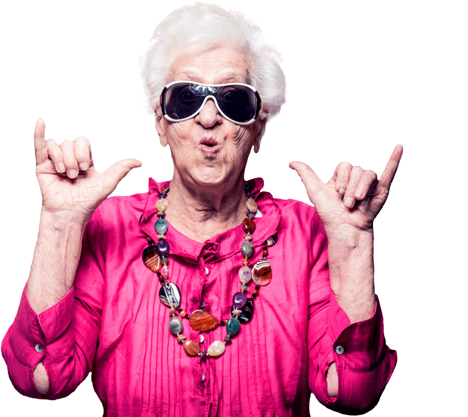 Cool Grandma Rocking Out PNG
