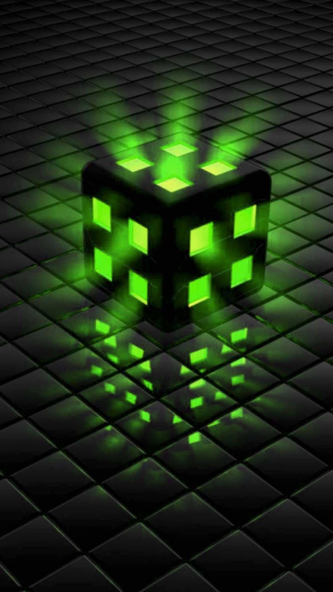 Cool Green Lit Rubik's Cube Wallpaper