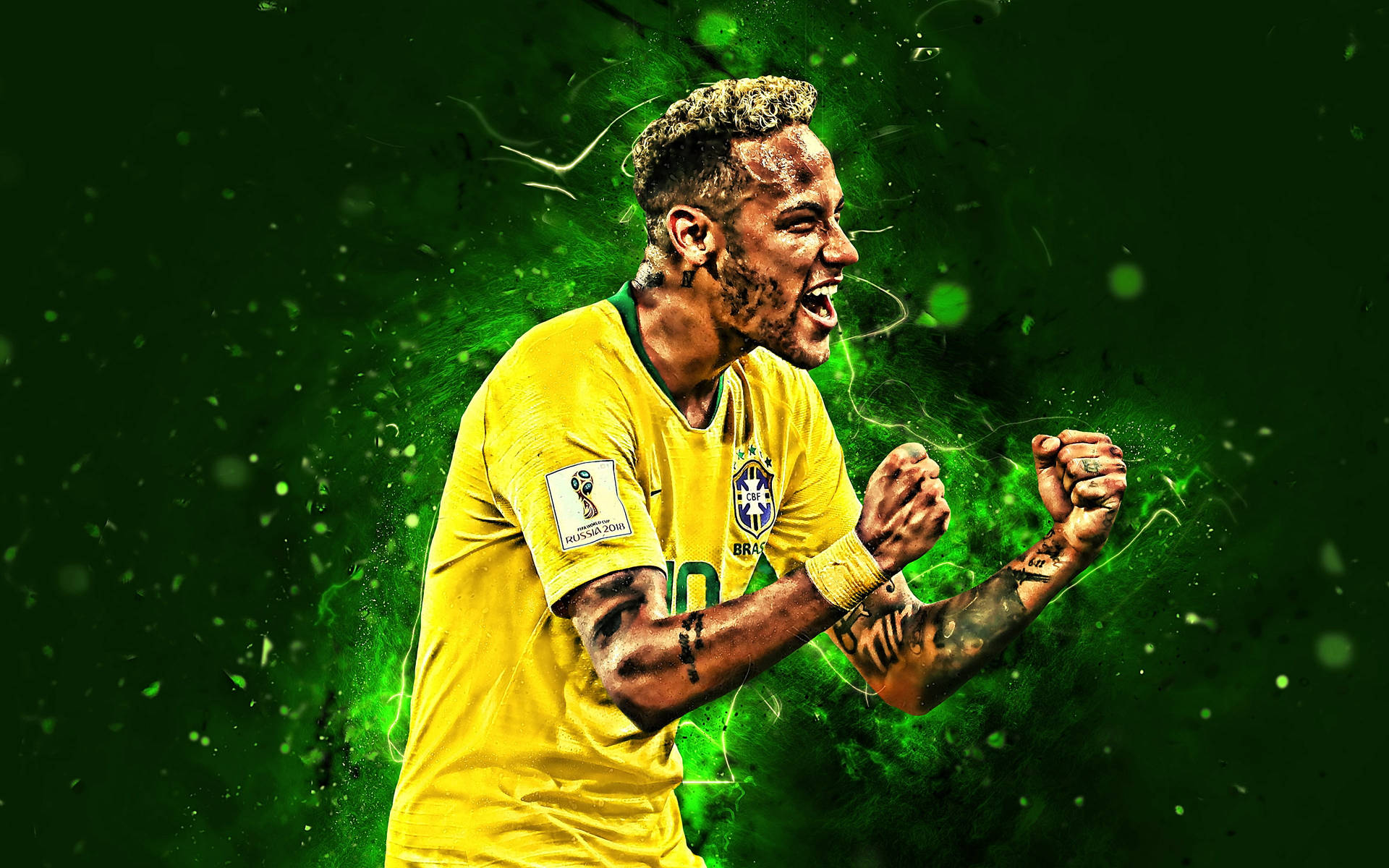 Genialedición De Neymar En Verde En 4k. Fondo de pantalla