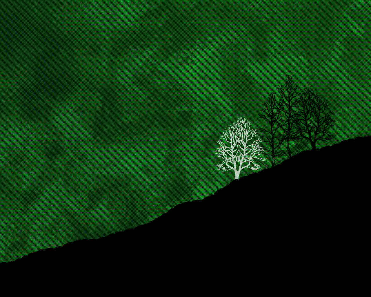 Cool Green Sky With Tree Silhouettes Wallpaper