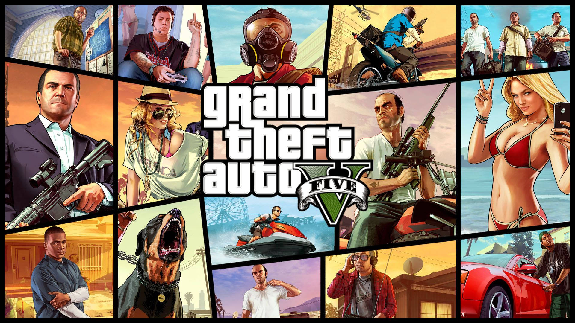 Enjoy the thrills of Grand Theft Auto V while getting a cool look Wallpaper
