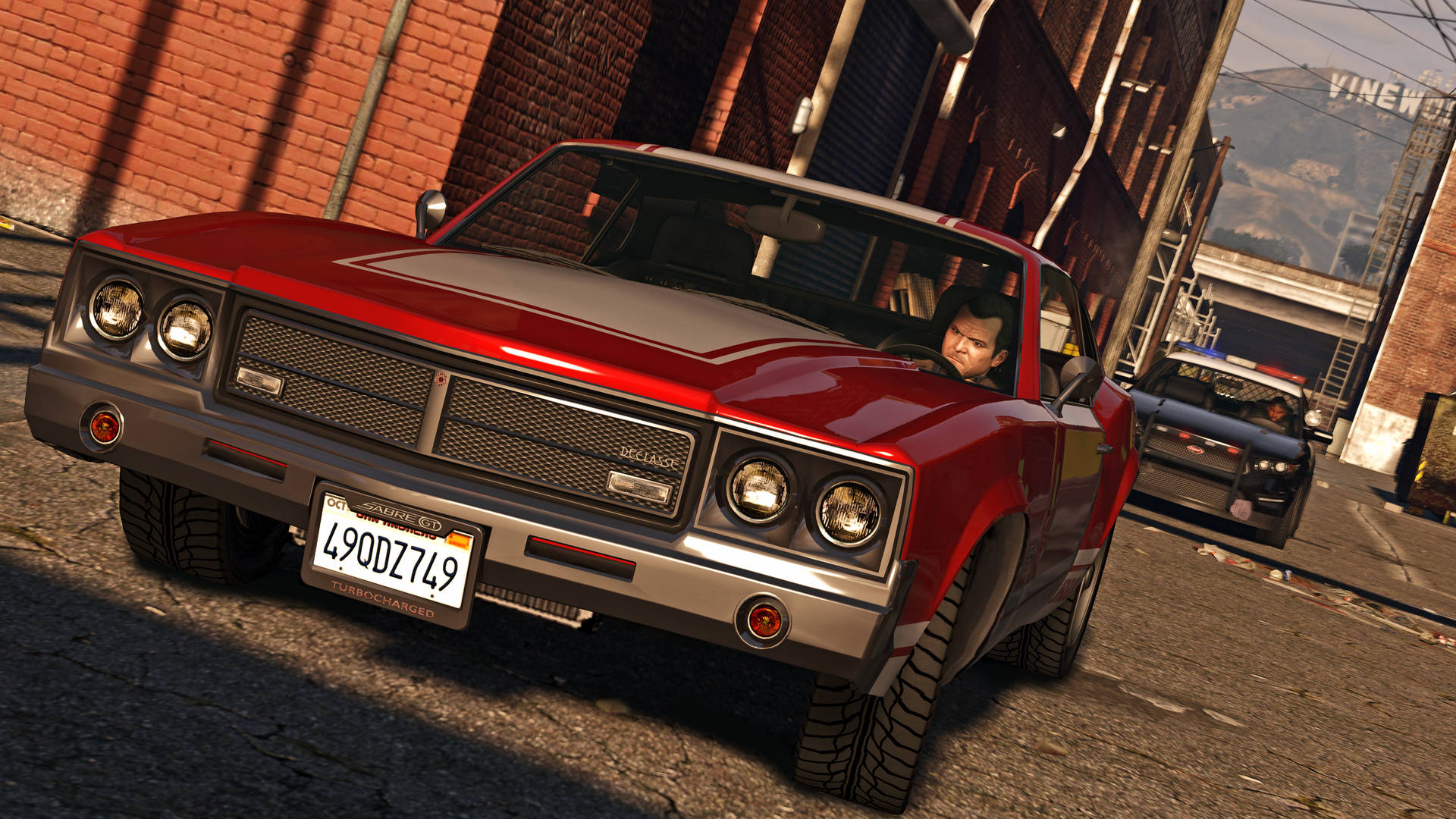Cool GTA Red Car Chase Wallpaper