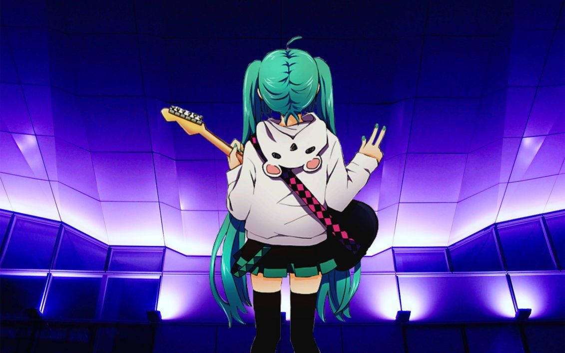 Cool Guitar Hatsune Miku Background