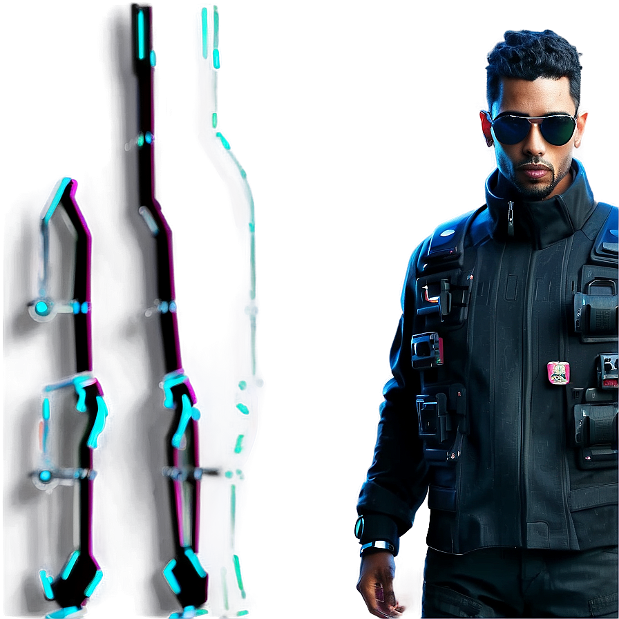 Cool Guy In Cyberpunk Style Png 06252024 PNG