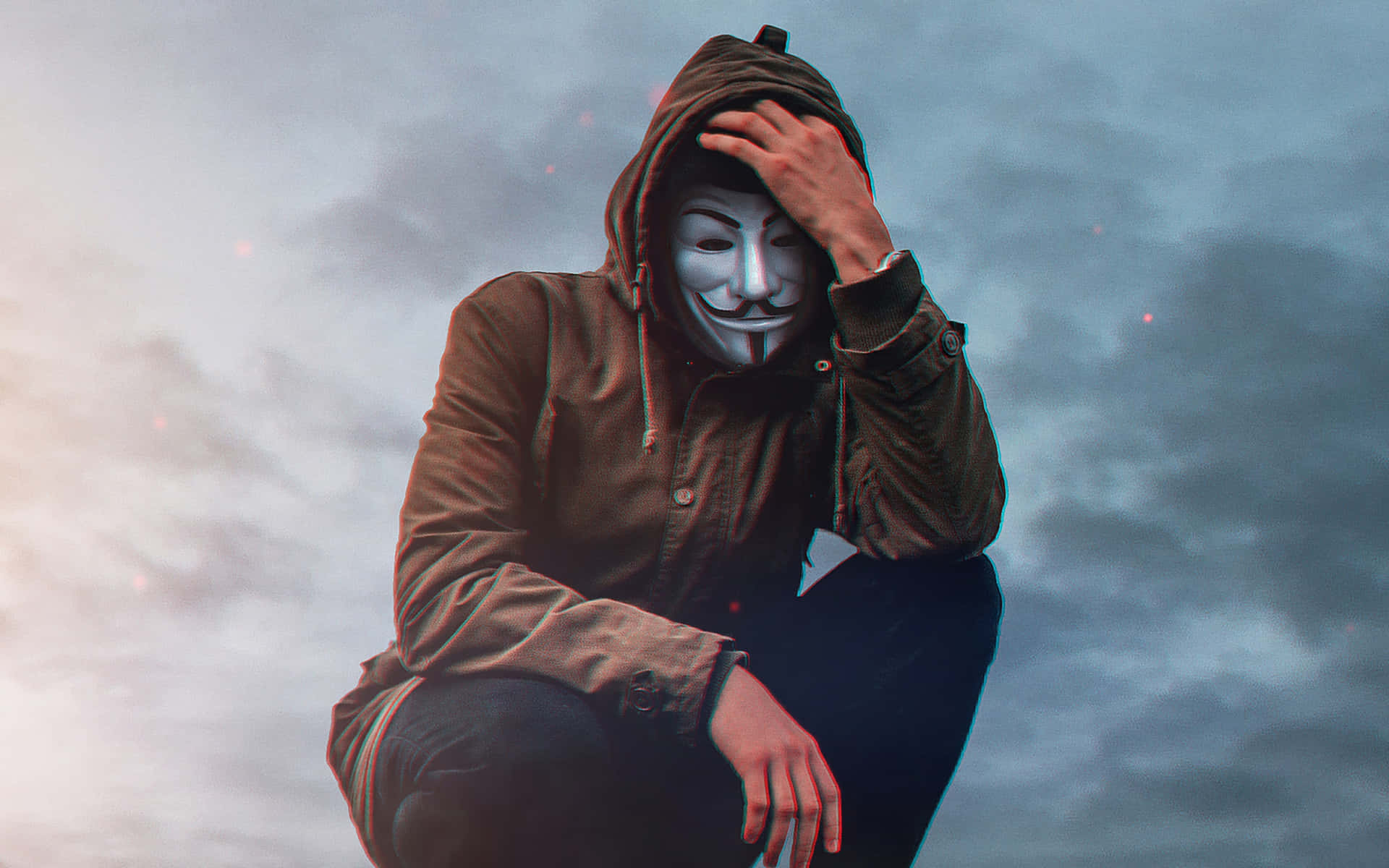 Chicogenial Con Una Máscara De Anonymous Fondo de pantalla