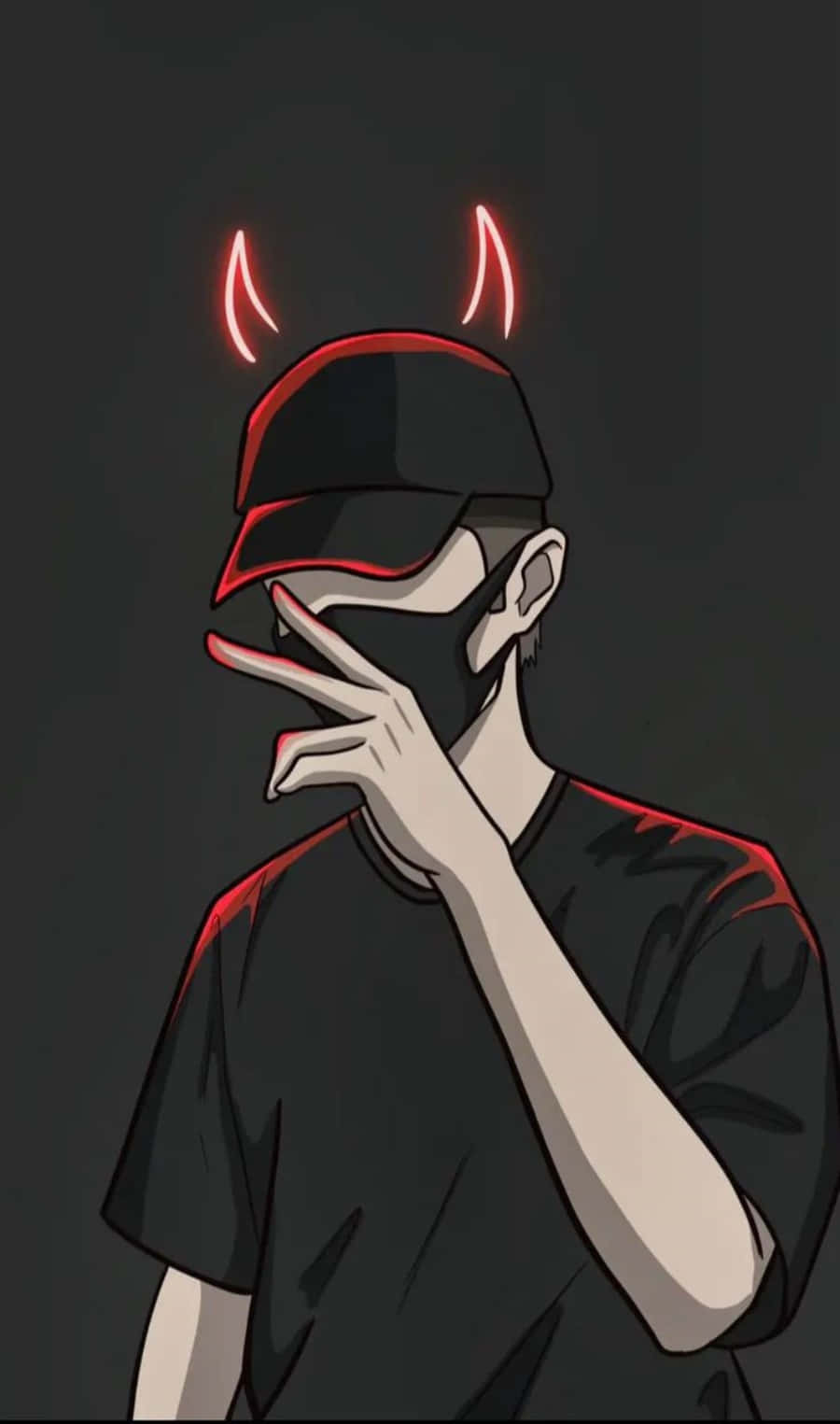 Cool Guy With Neon Red Horns Digital Art Wallpaper