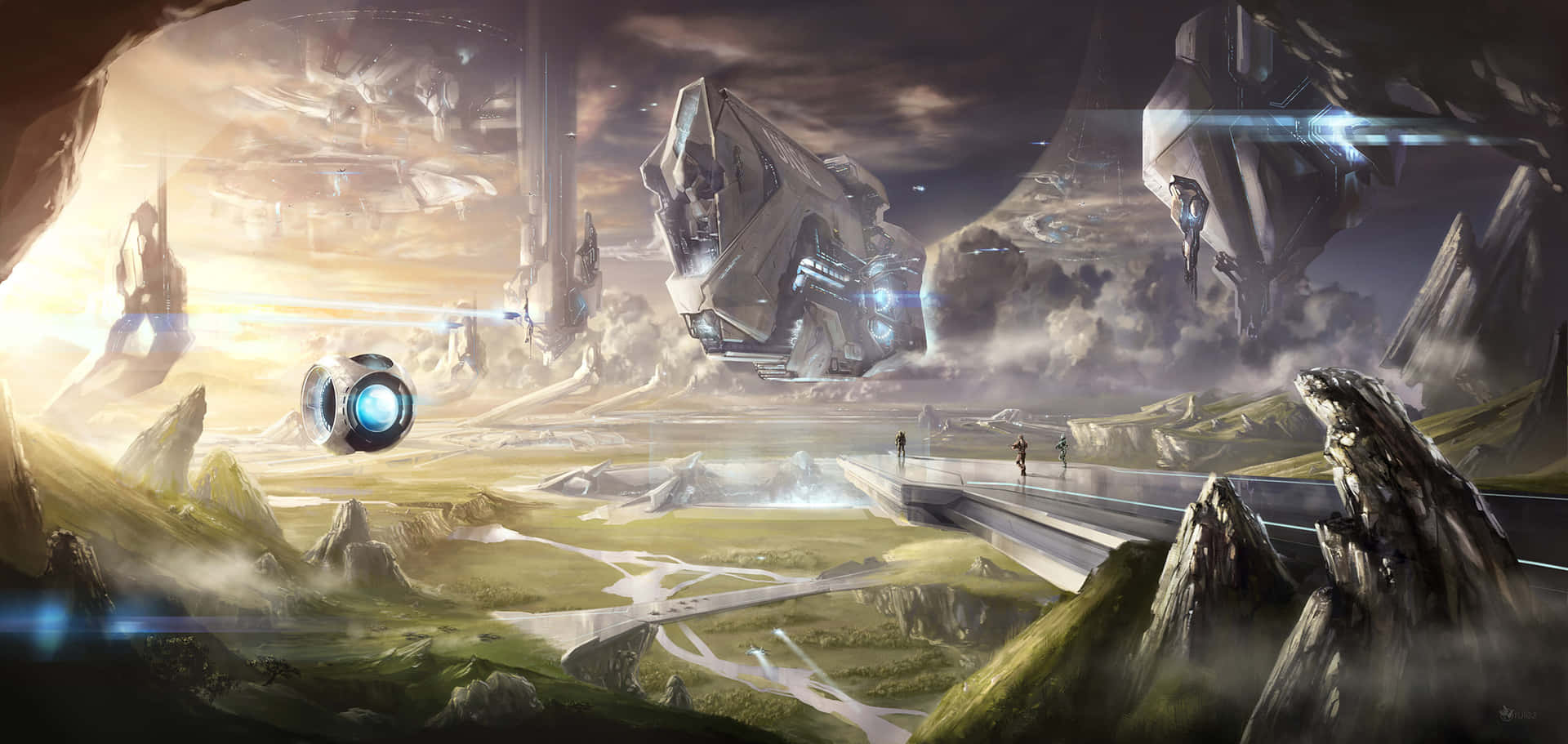 Soldadosdo Halo Incríveis Em Planeta Futurista. Papel de Parede