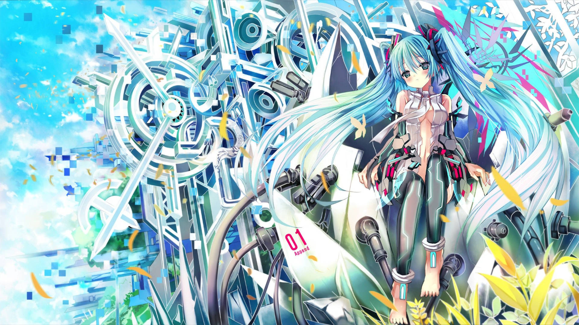 Immerse yourself in the world of Hatsune Miku with this cool artwork! Wallpaper