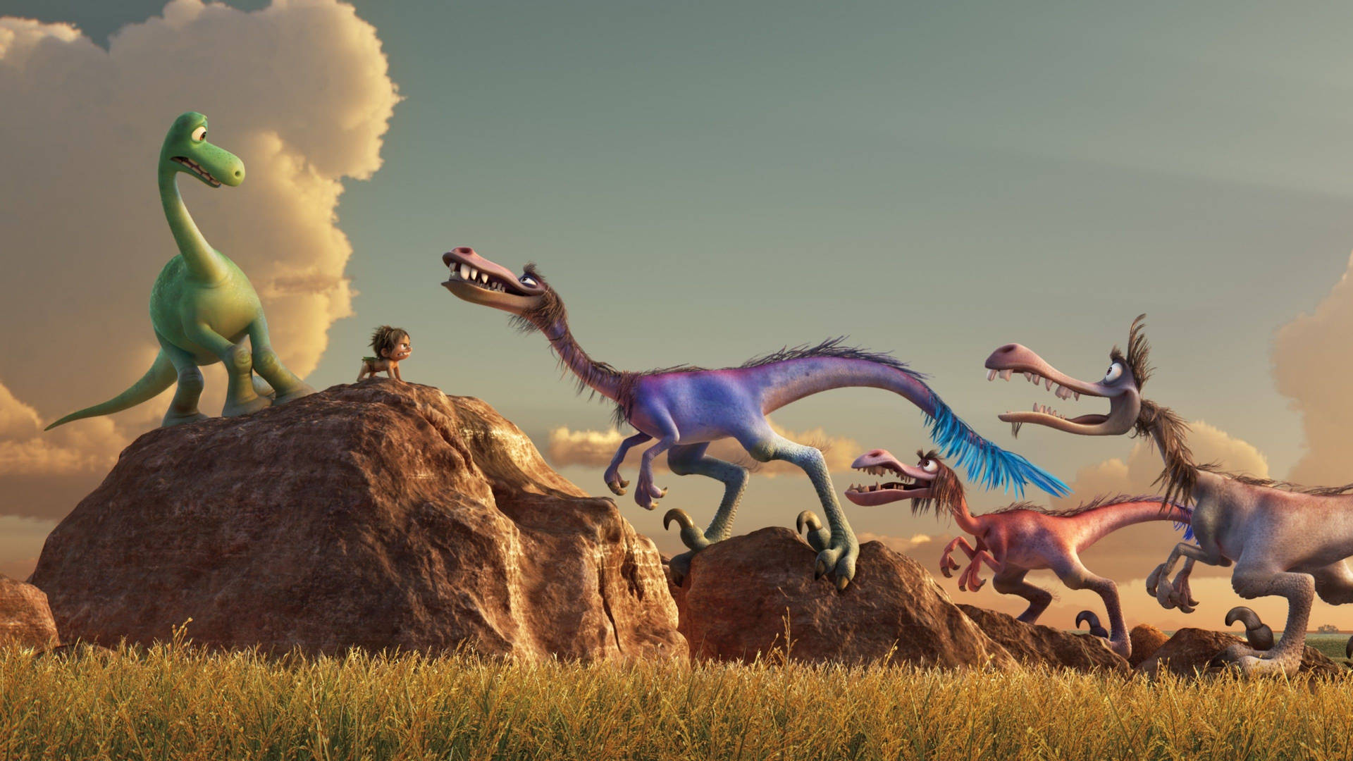 A 3D Dinosaur Against a Northern Lights Background Wallpaper