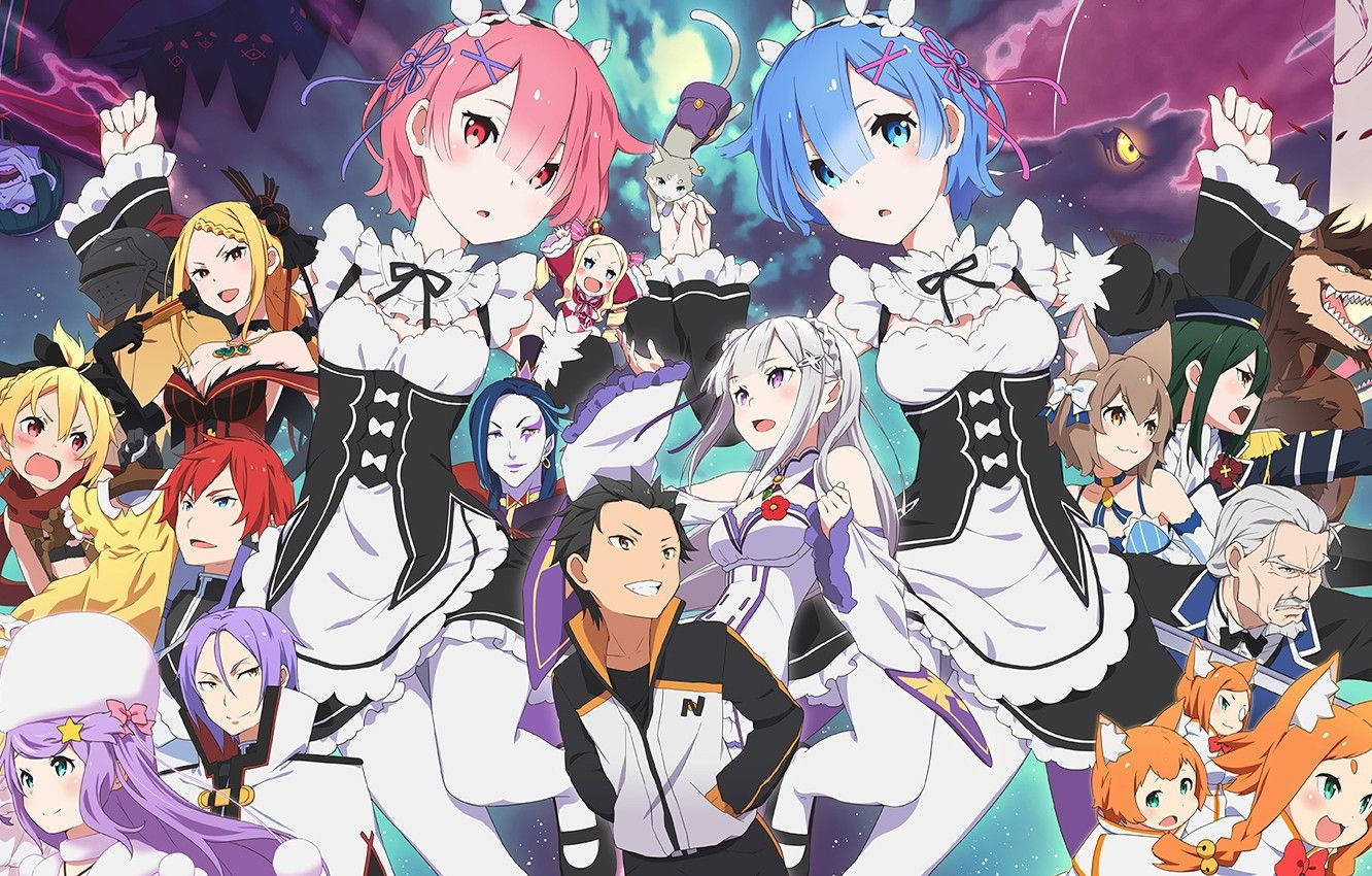 ¡experimentael Viaje Mágico De Emilia Y Subaru Con Re Zero! Fondo de pantalla