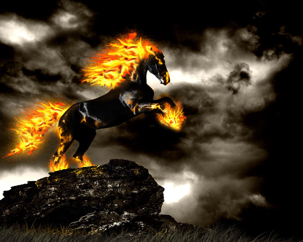A Horse With Fire Wallpaper