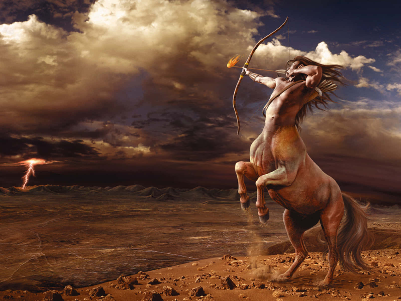 A Horse Is Standing In The Desert Wallpaper