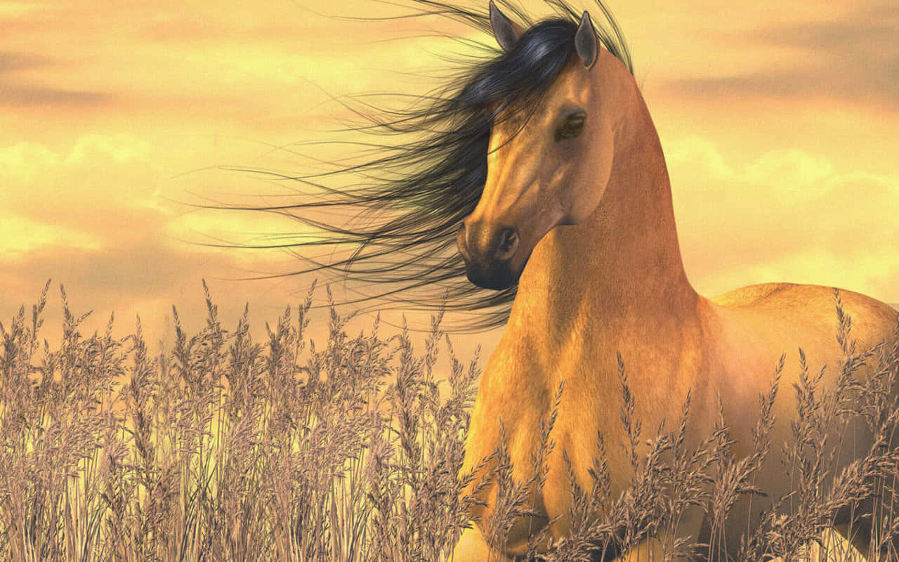Eincooles Gemälde Von Einem Wunderschönen Pferd Wallpaper