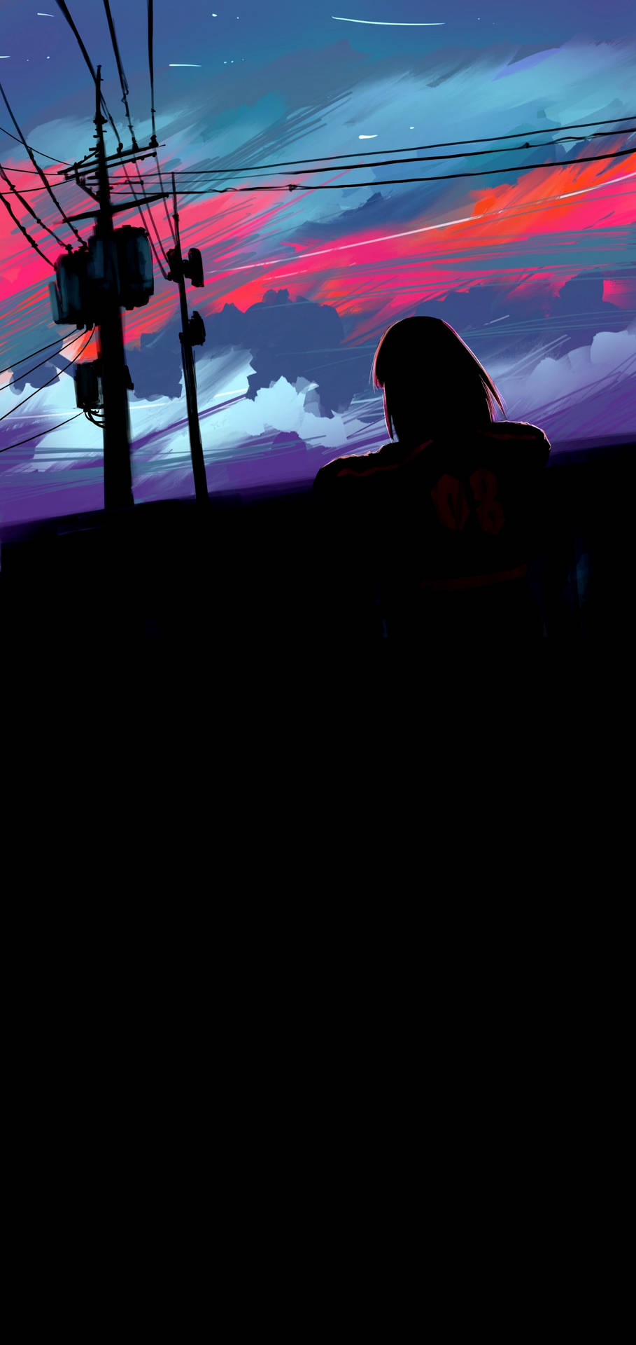 Cool Iphone 11 Anime Aesthetic Girl Looking At Sky Picture