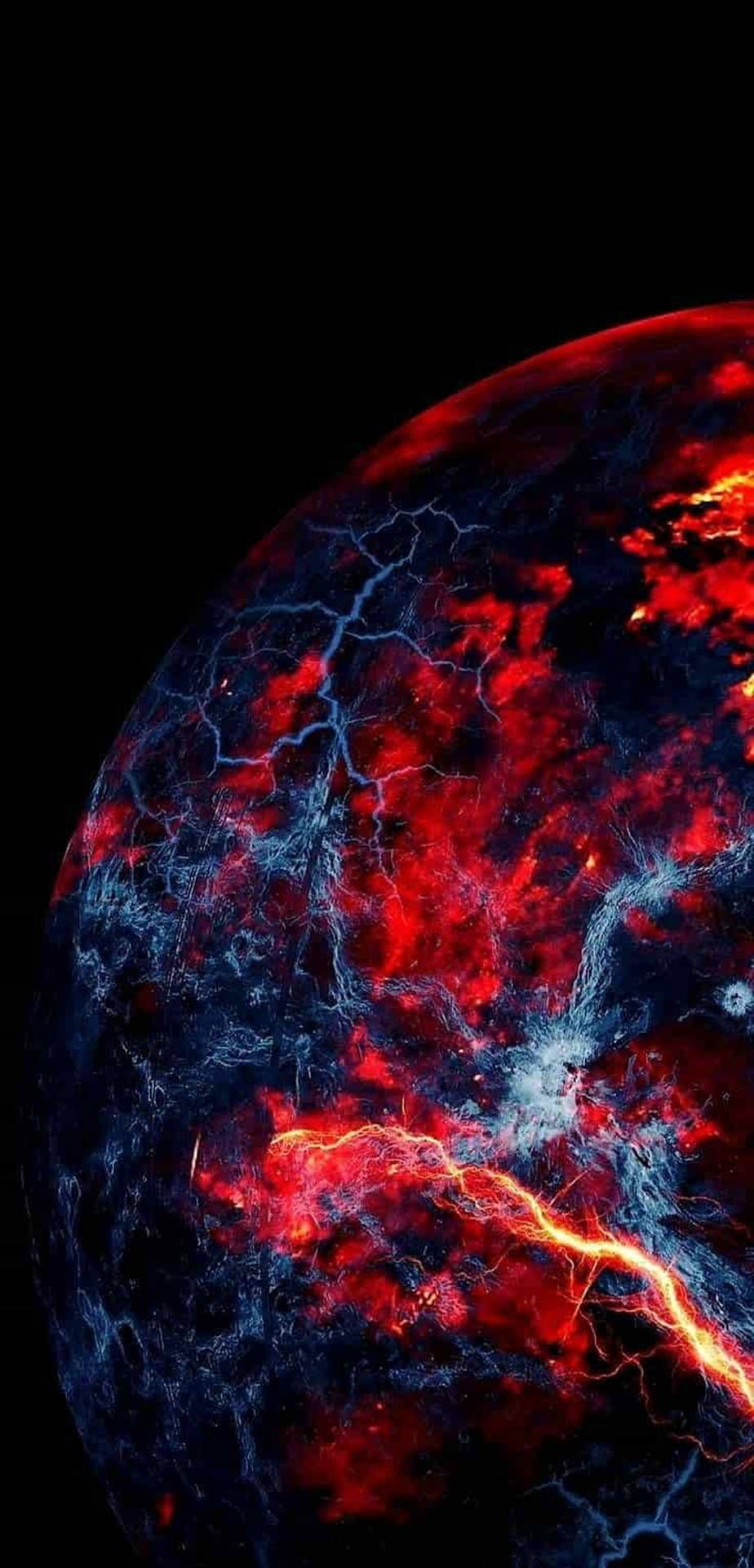 Cool Iphone 11 Planet With Red Lightning Wallpaper