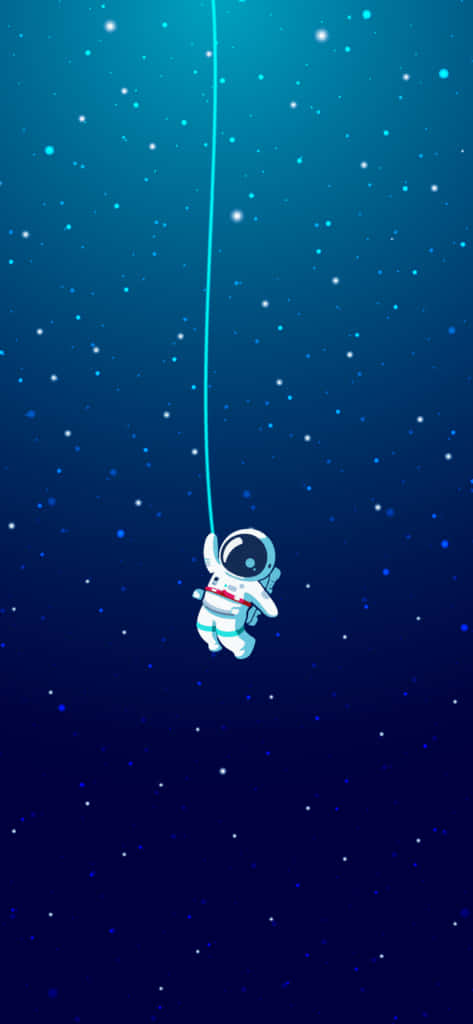 En astronaut hænger fra en reb i himlen Wallpaper