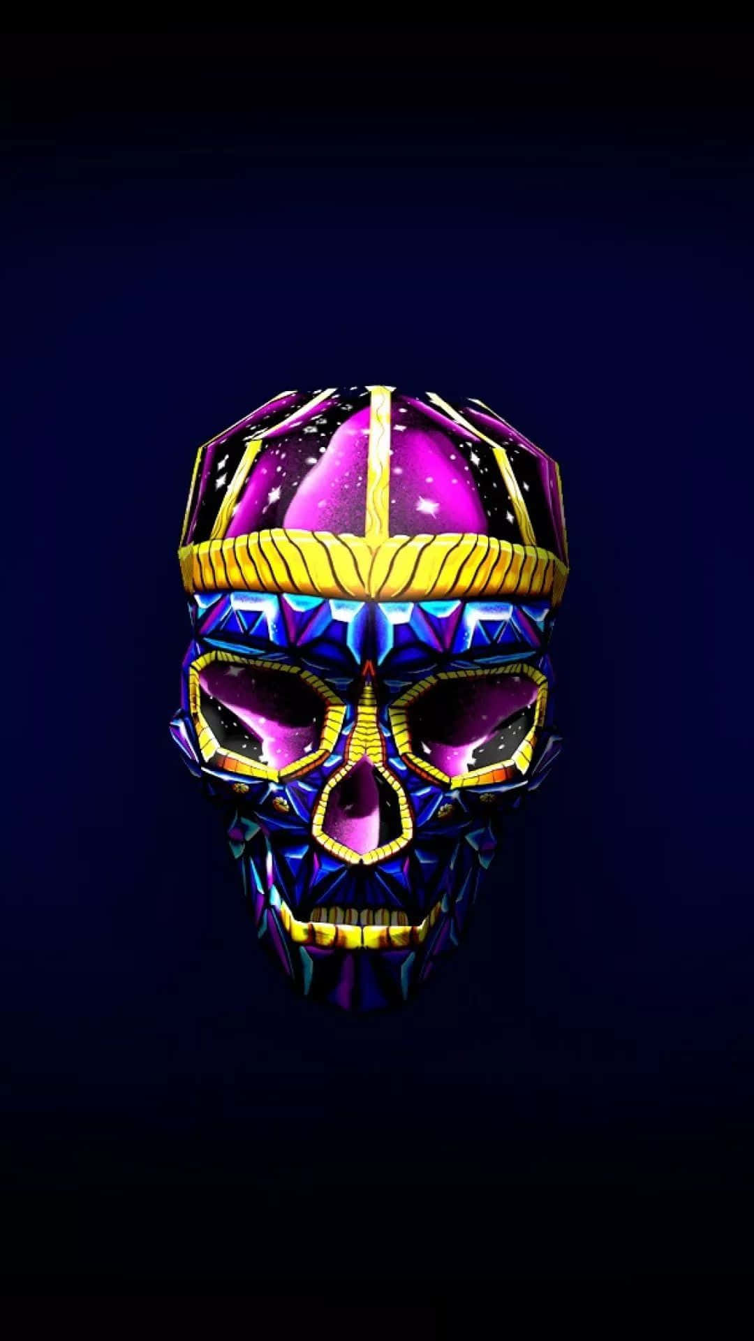 A Colorful Skull With A Crown On It Wallpaper