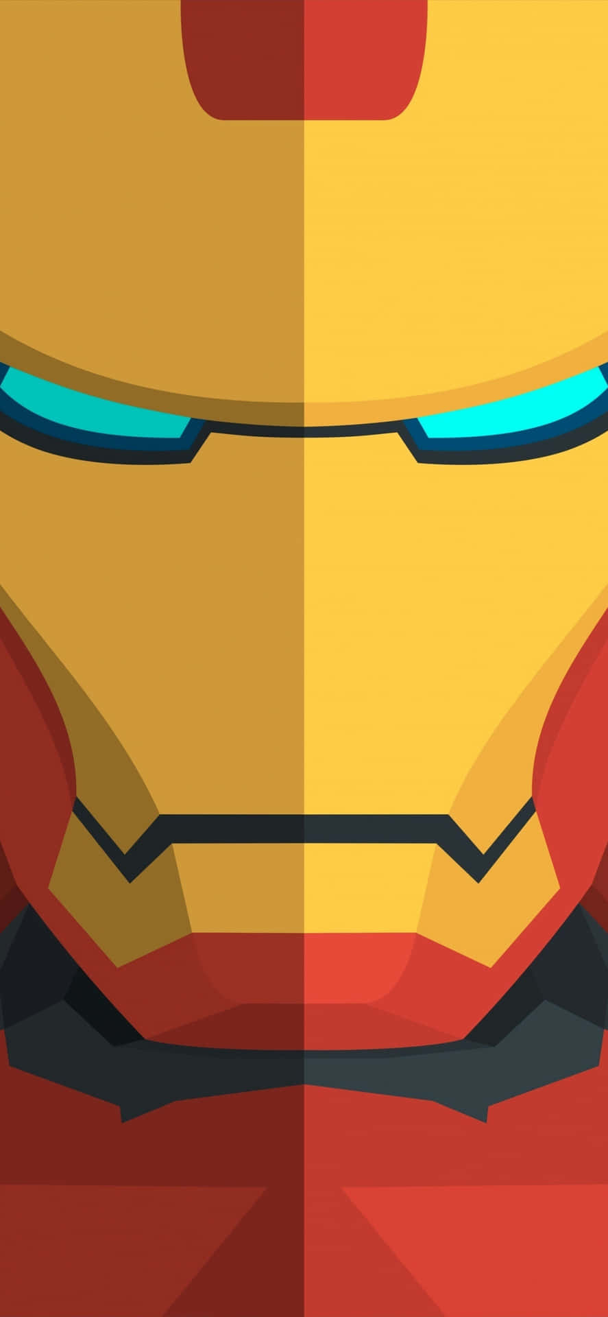 Iron Man Face In A Red And Yellow Color Wallpaper