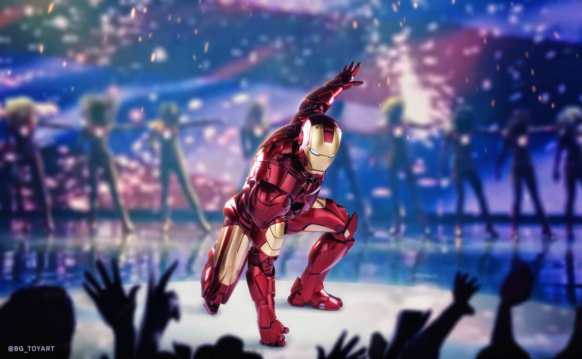 Cool Iron Man Lander På Scenen Wallpaper