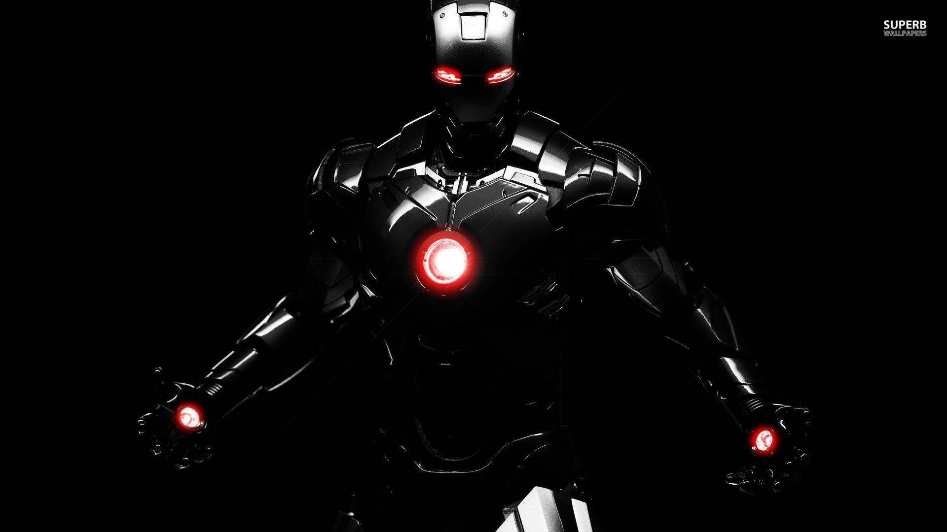 Download Cool Iron Man Suit In Black Wallpaper | Wallpapers.Com