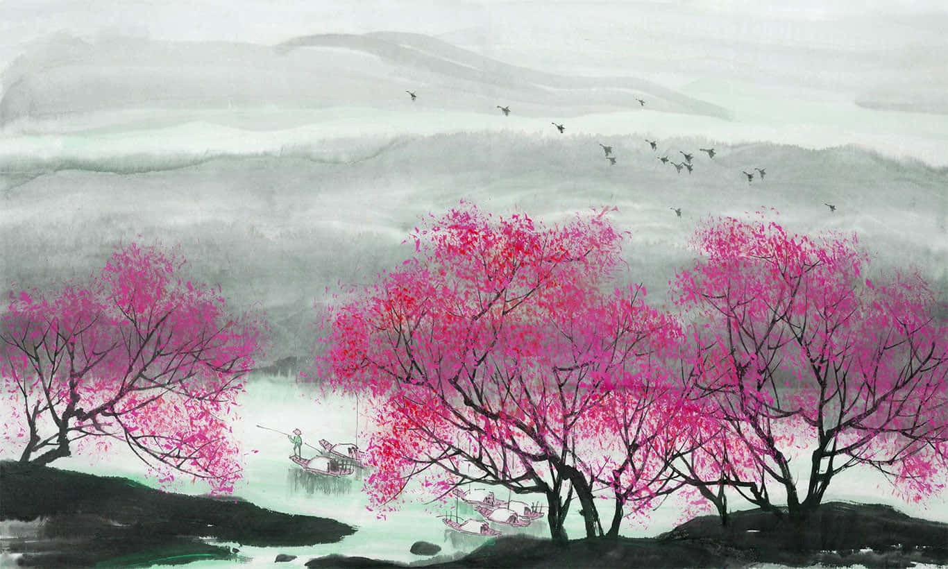 Encool Japansk Träd I Vintern. Wallpaper