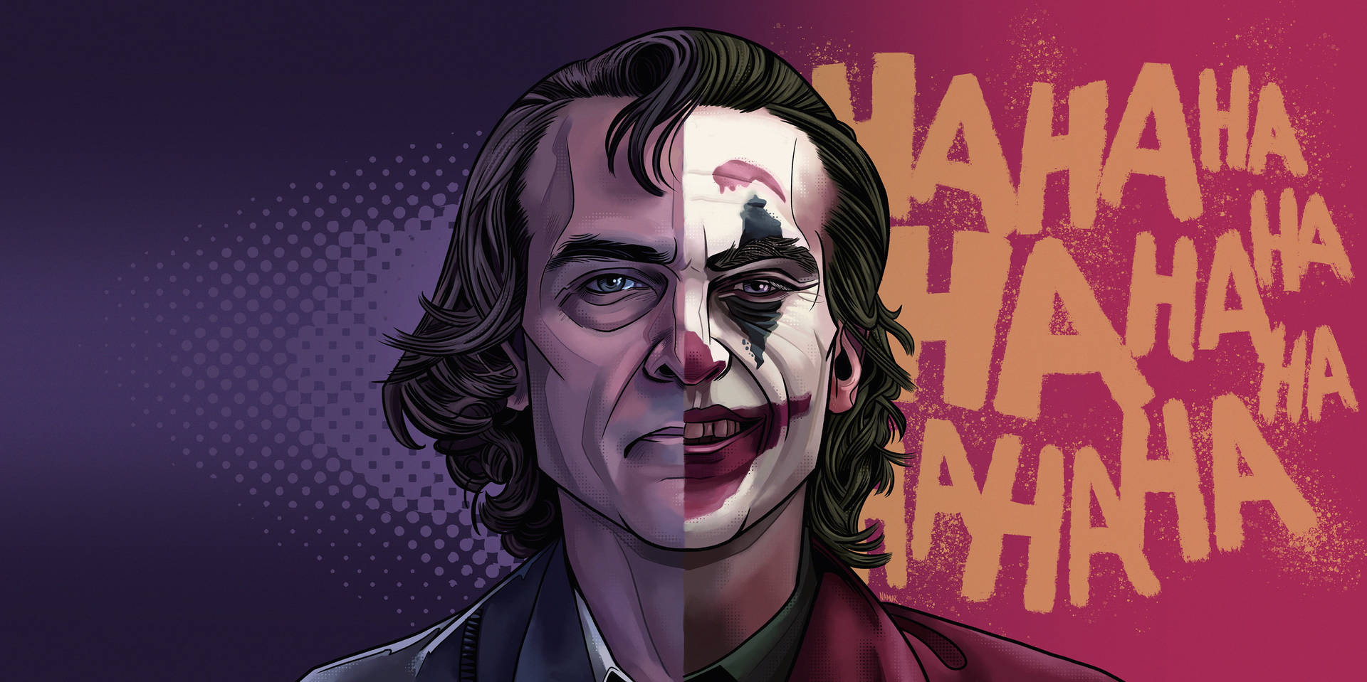Cool Joker 2020 Split Face Art Wallpaper