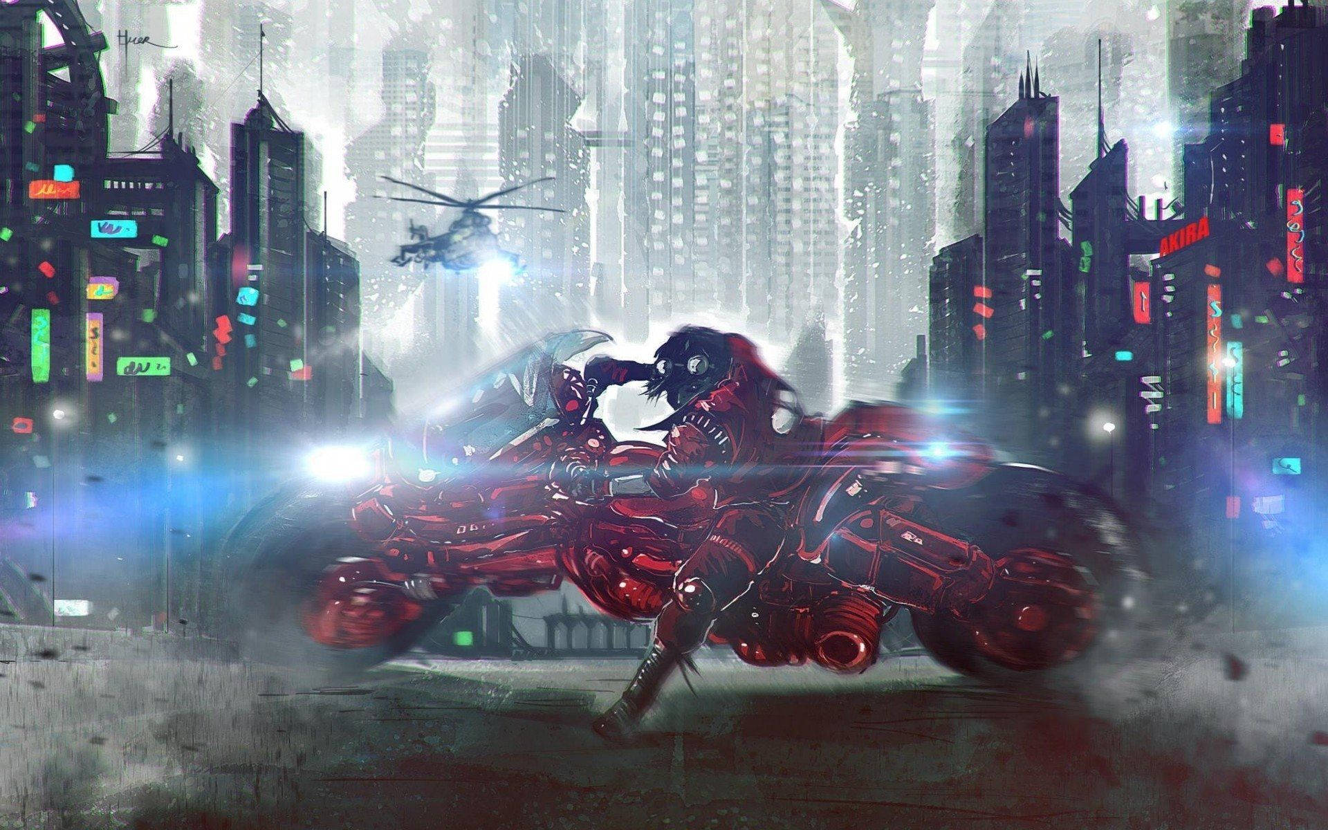 Kaneda from Akira in a post-apocalyptic Neo Tokyo Wallpaper