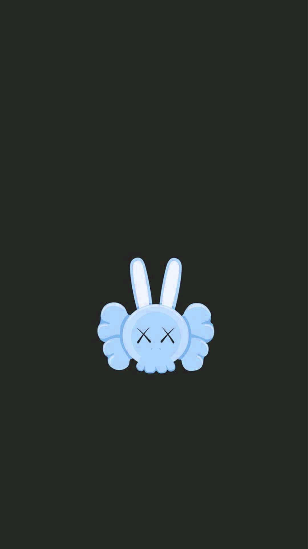 A Blue Bunny With Wings On A Black Background Wallpaper