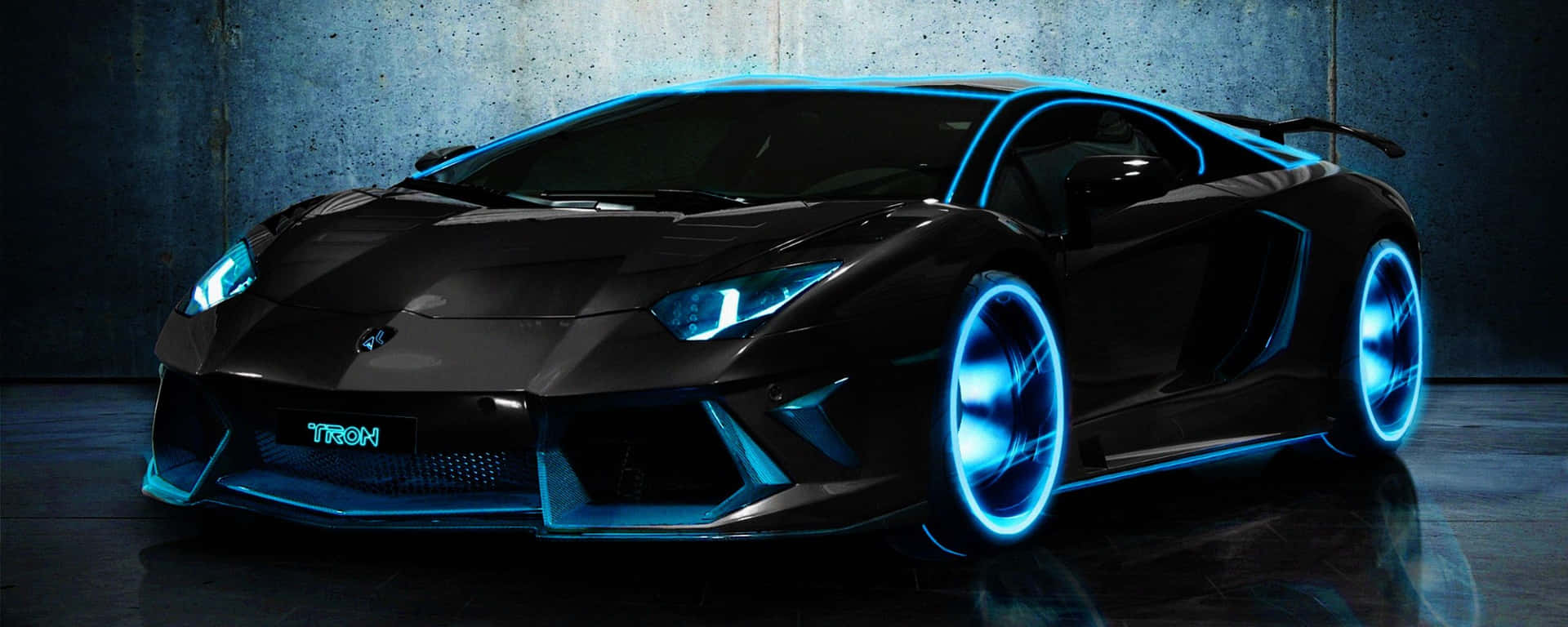 Cool Black Lamborghini Aventador Blue Wheels Wallpaper