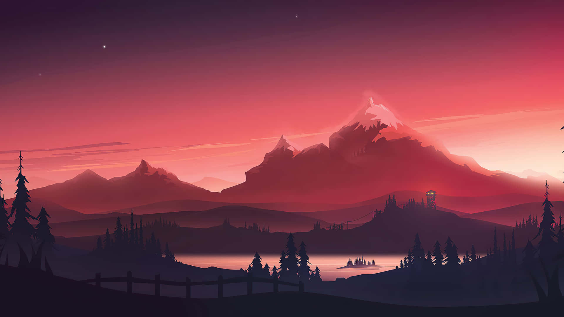 Einelandschaft Mit Bergen Und Einem See Bei Sonnenuntergang Wallpaper