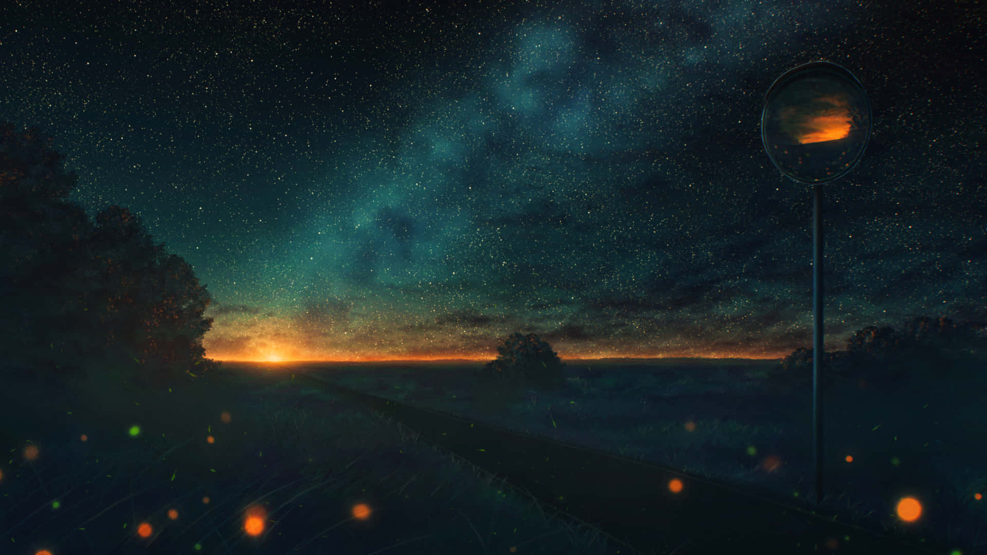 Cool Landscape With A Starry Sky Wallpaper