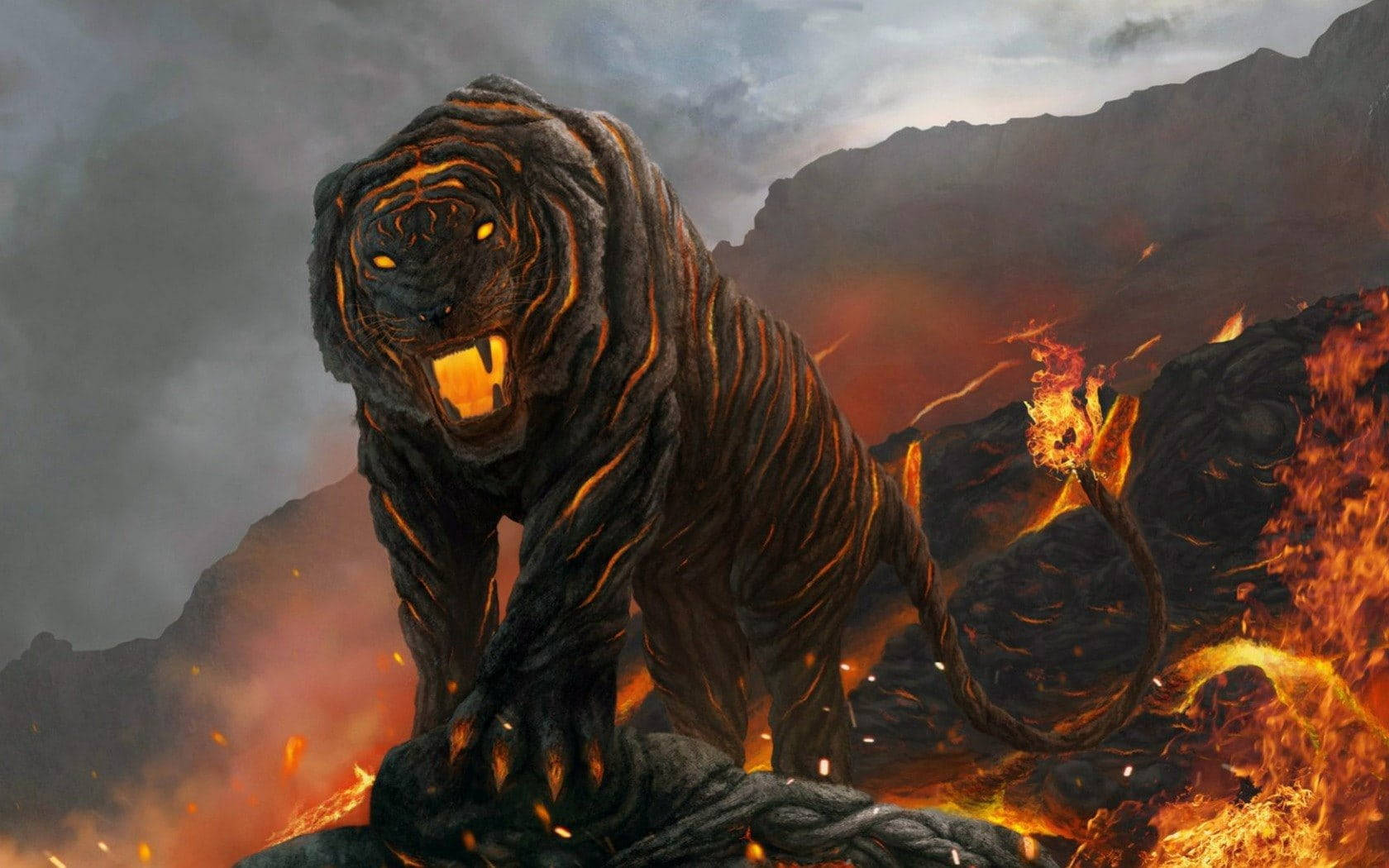 Cool Lava Tiger Art Background