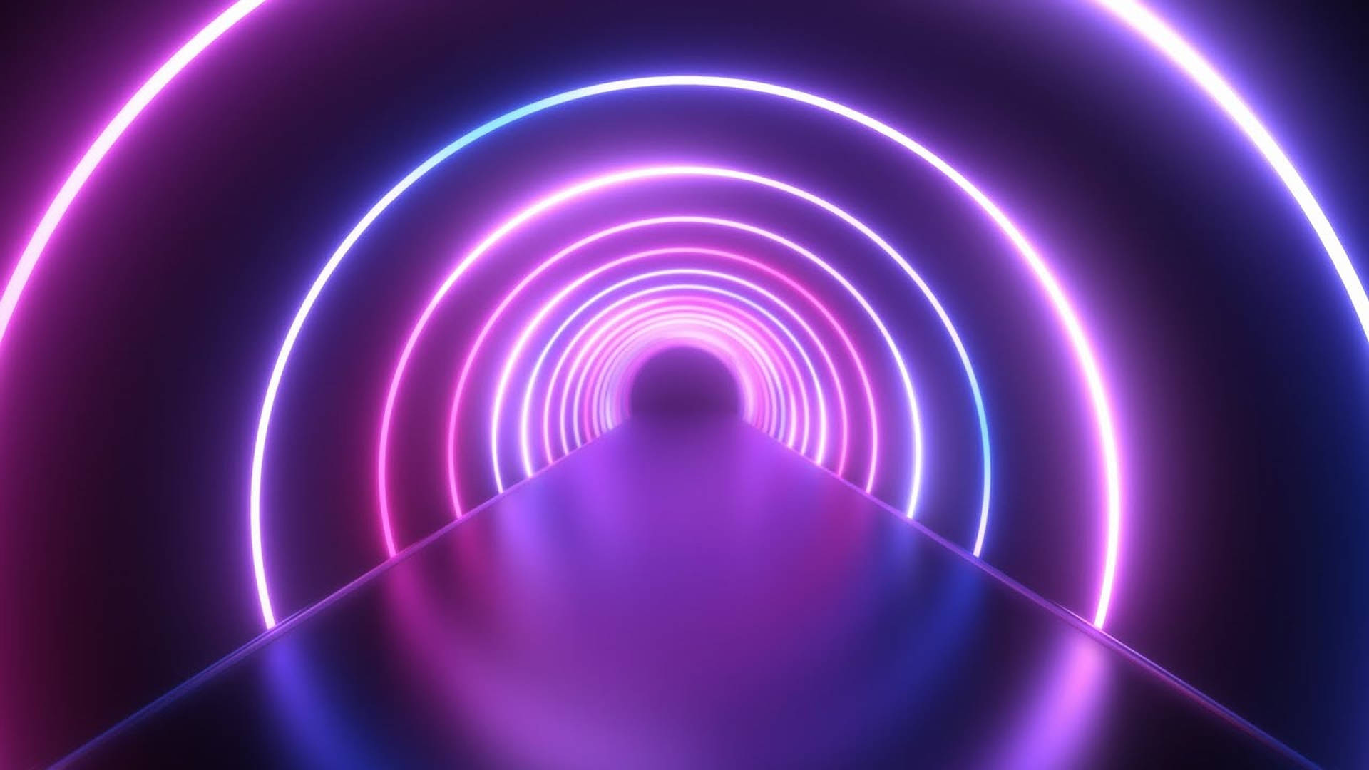 Neon tunnel med blå og pink lys Wallpaper