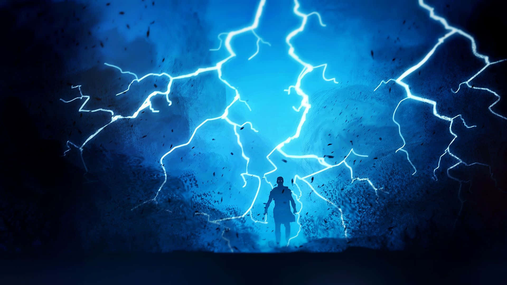 Cool Lightning Strikes Around A Person Wallpaper