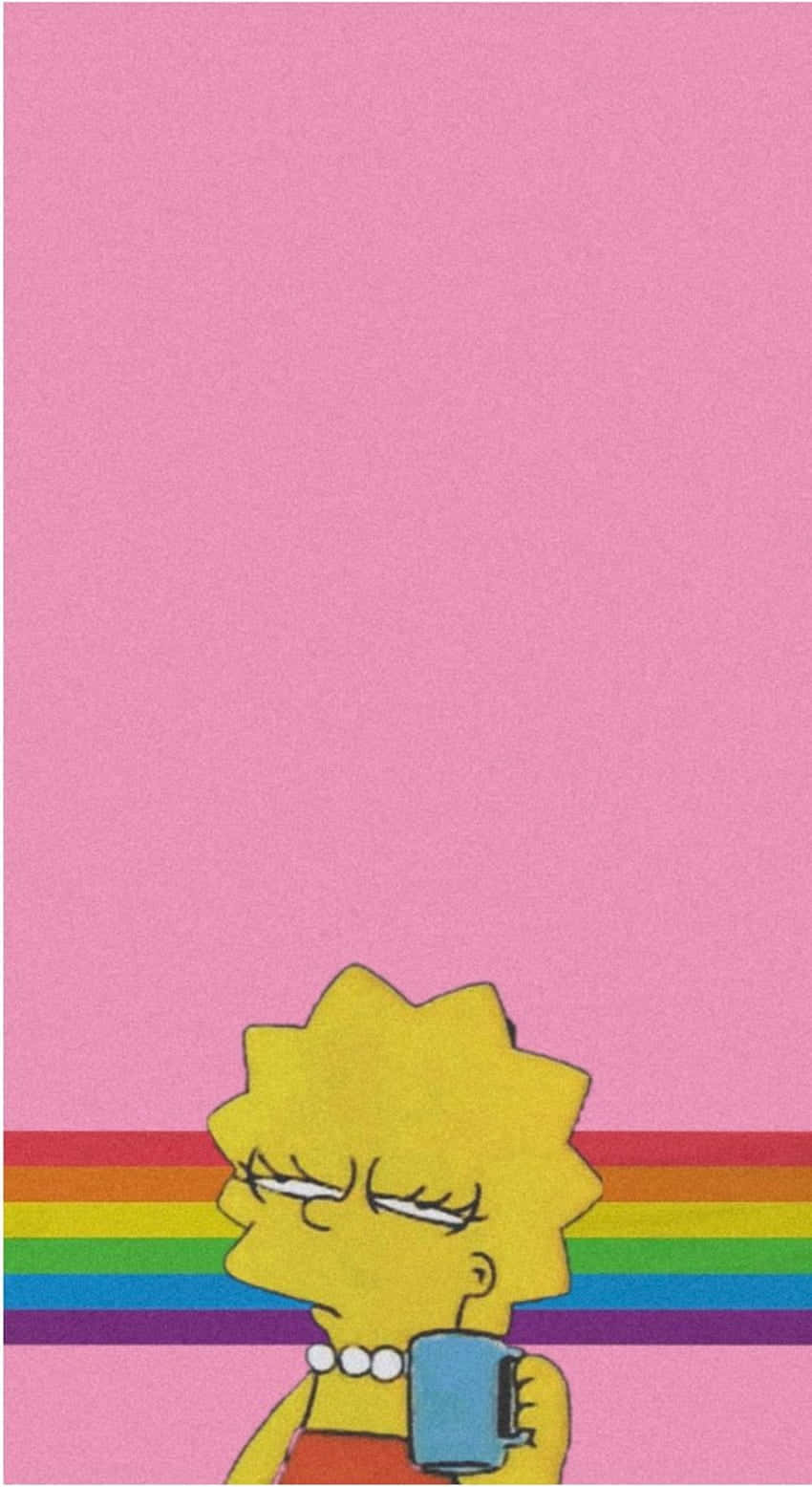 Cool Lisa Simpson Sipping Drink Wallpaper
