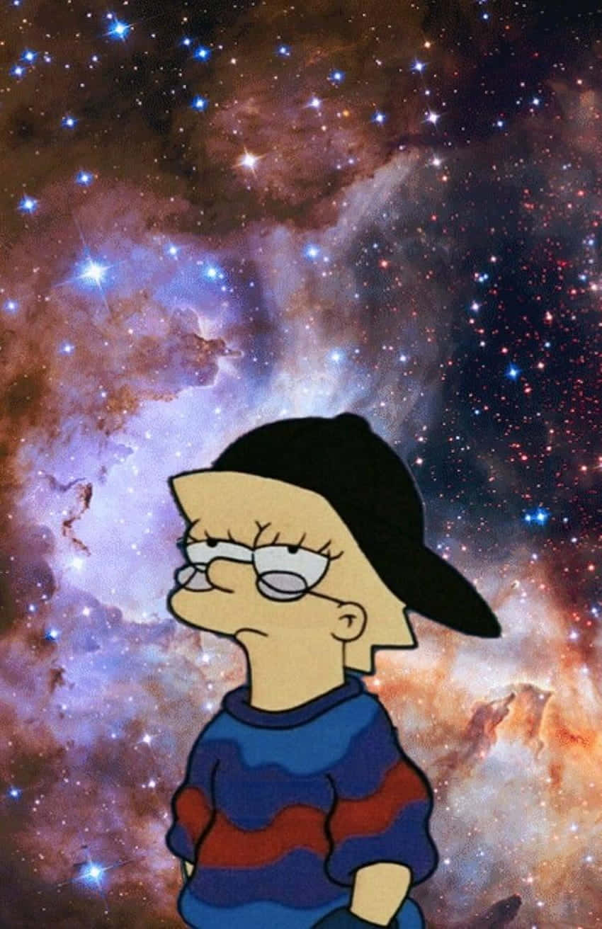 Cool Lisa Simpson Space Background Wallpaper