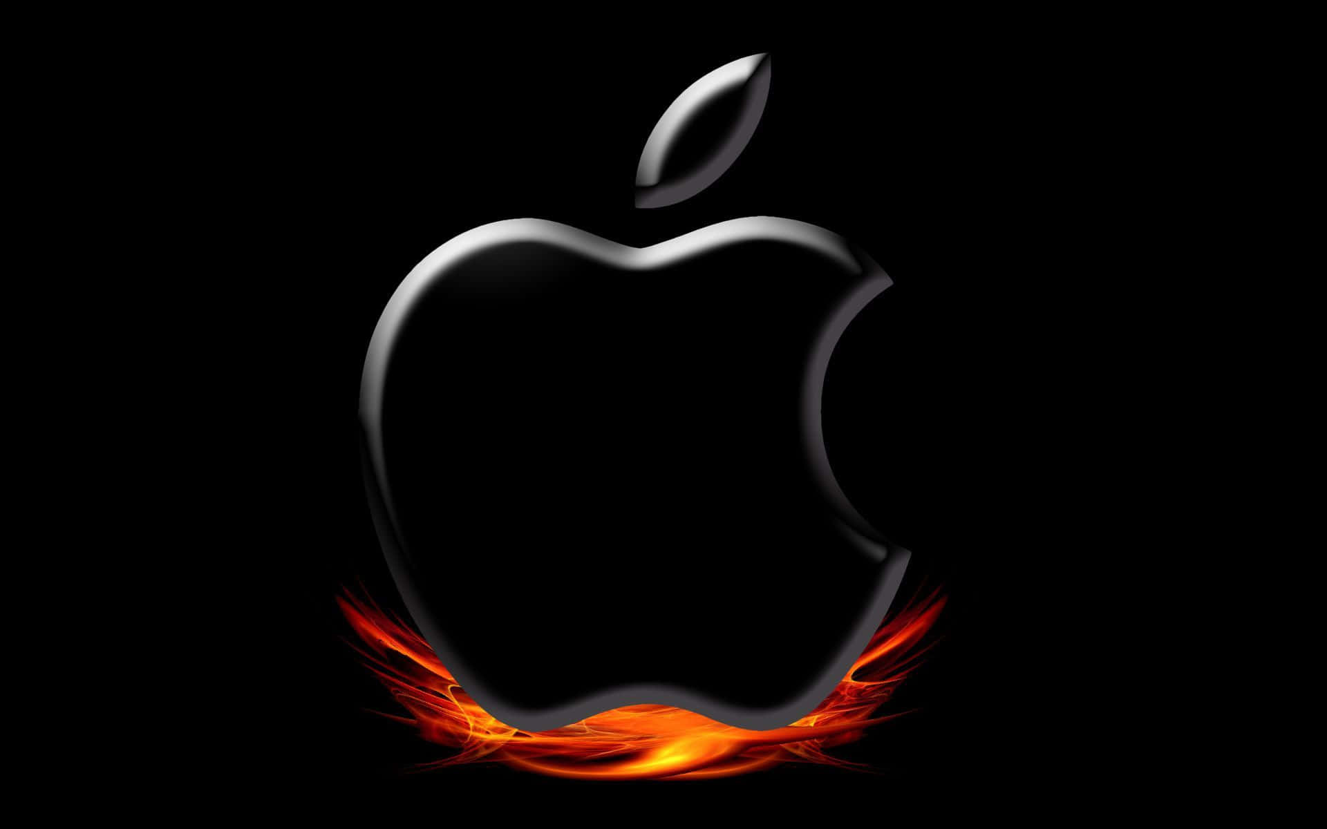 Cool Mac Logo With Fiery Effect Wallpaper