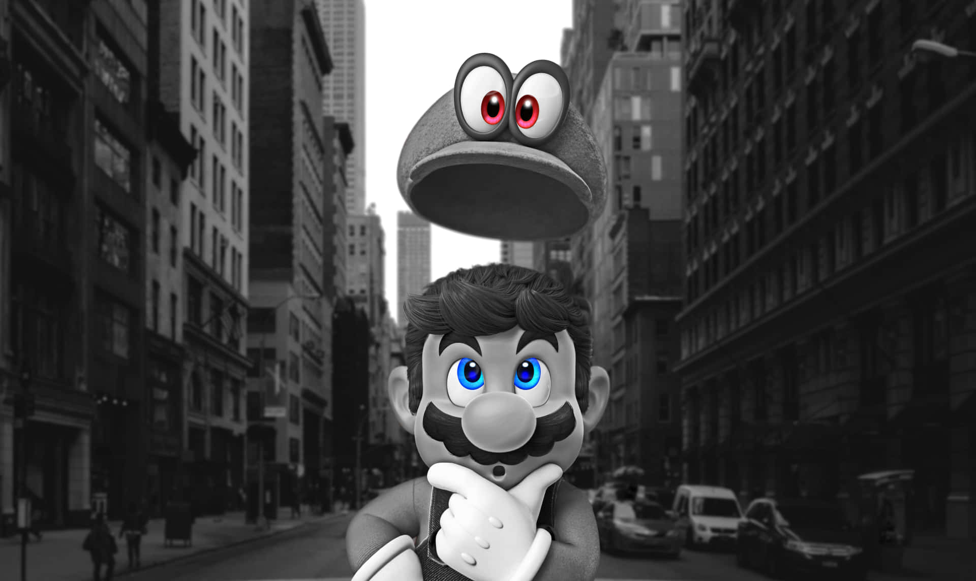 Cool Mario kan se rolig og samlet ud. Wallpaper