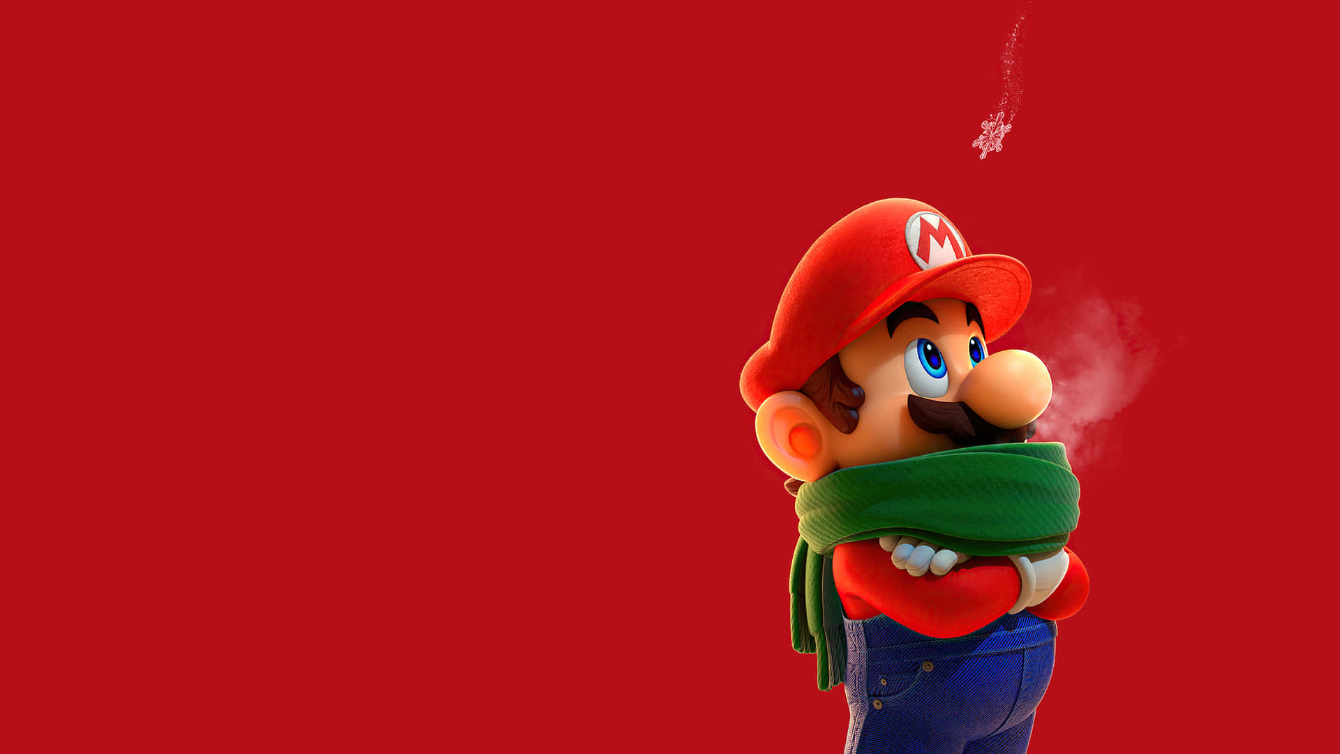 A Mario Character With A Scarf And A Red Background Wallpaper